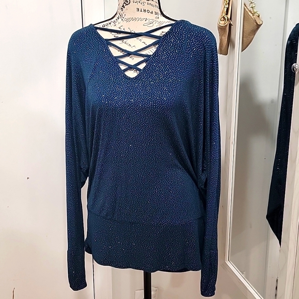 Jennifer Lopez Woman's Winter Green Blouse Size Large. B210